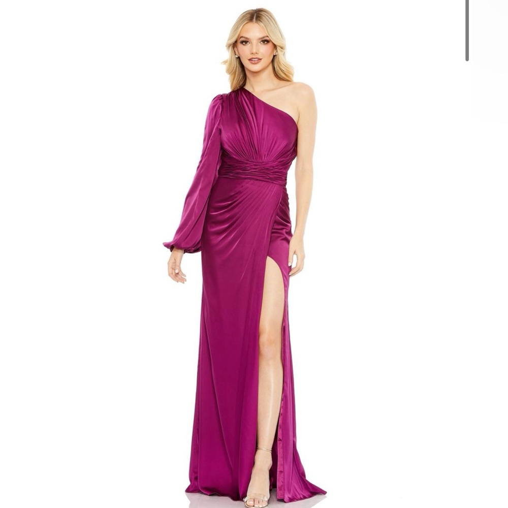 Mac Duggal One-Shoulder Magenta Gown